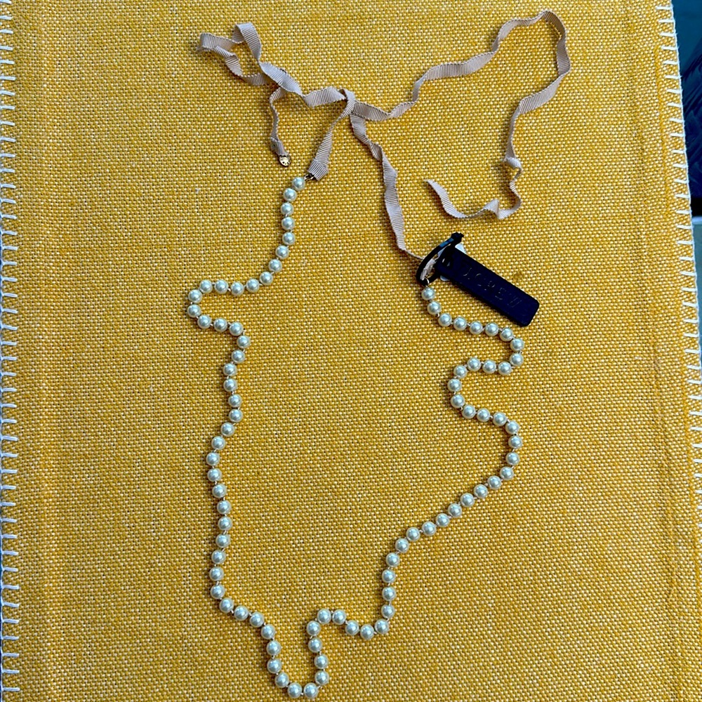 J.Crew strand of Pearls with ribbon tie.